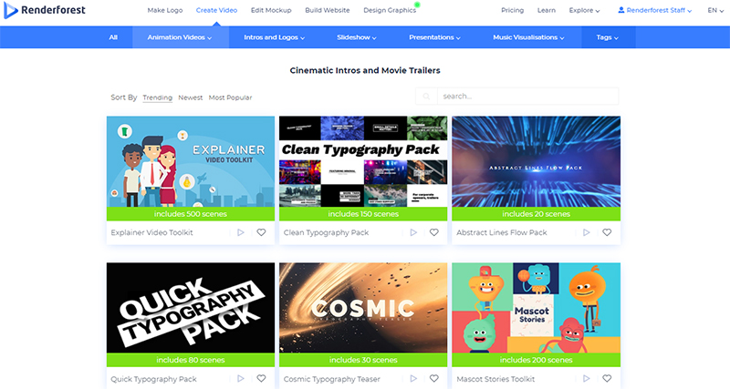 Make movie intro - templates 