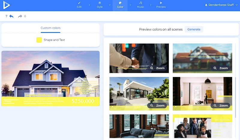 real estate slideshow - edit color