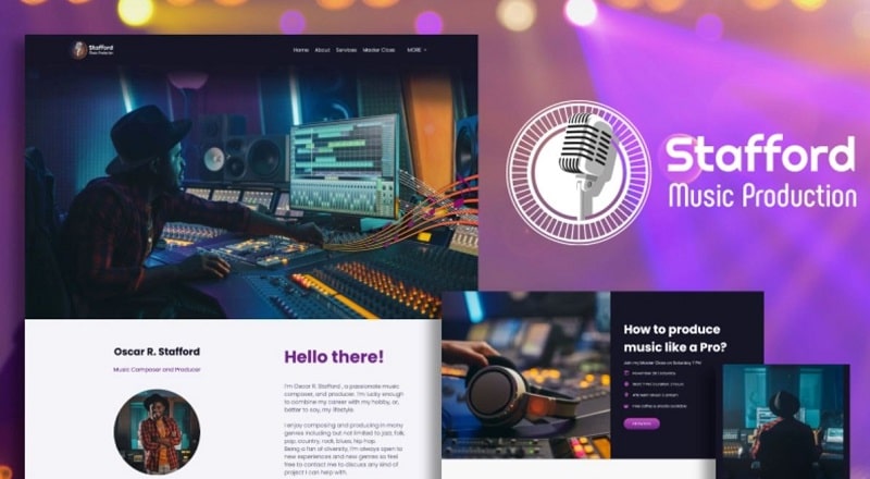 music website template Renderforest