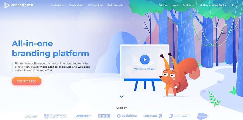 renderforest homepage