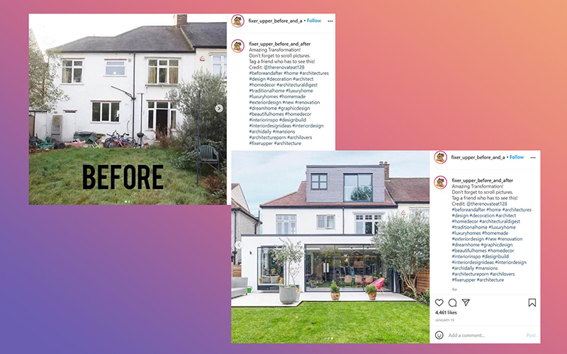 Instagram post ideas - before after