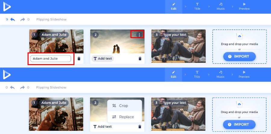 make slideshow edit text