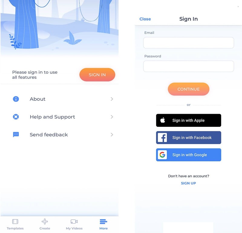 renderforest iphone app sign in