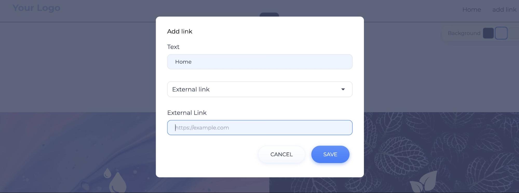 make website with renderforest add external link