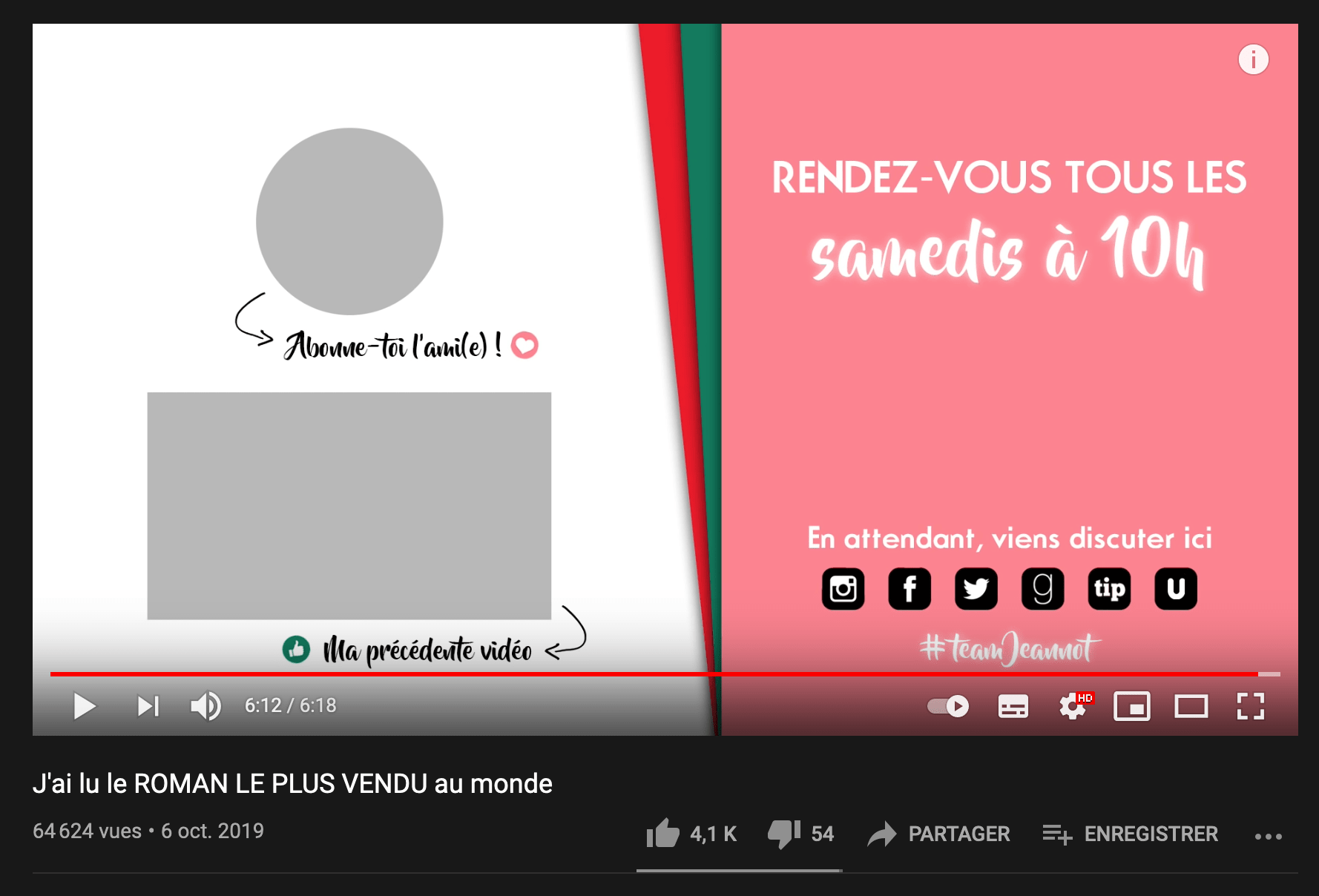 écrans de fin et fiches YouTube