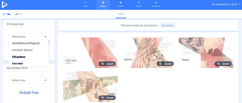 Talk show intro - font