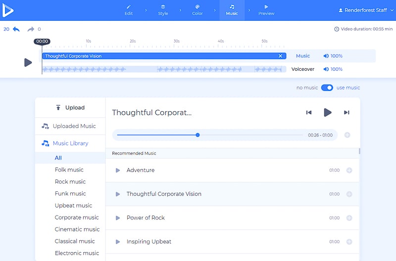 interview videos - add music