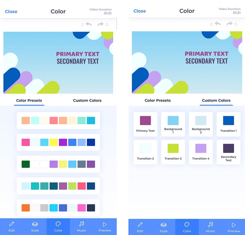 renderforest iphone app colors