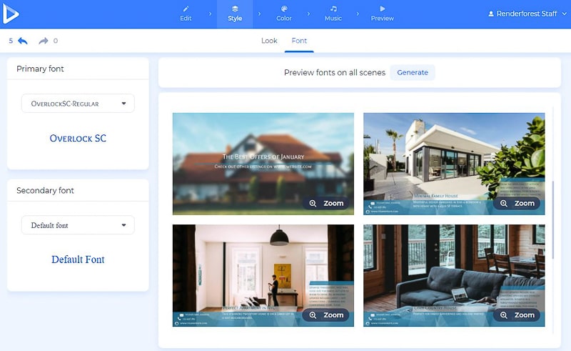 real estate slideshow - edit font