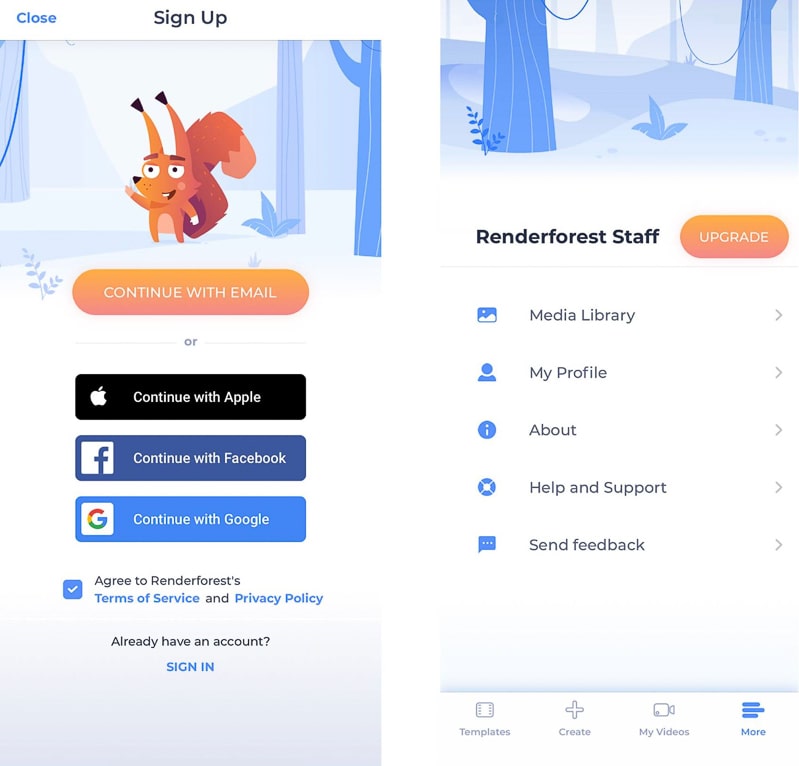 renderforest iphone app sign up