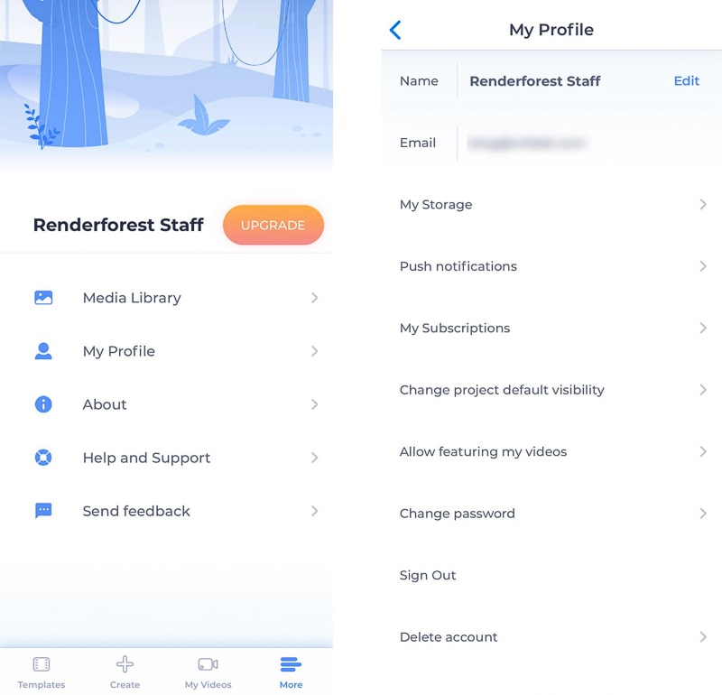 renderforest iphone app account settings