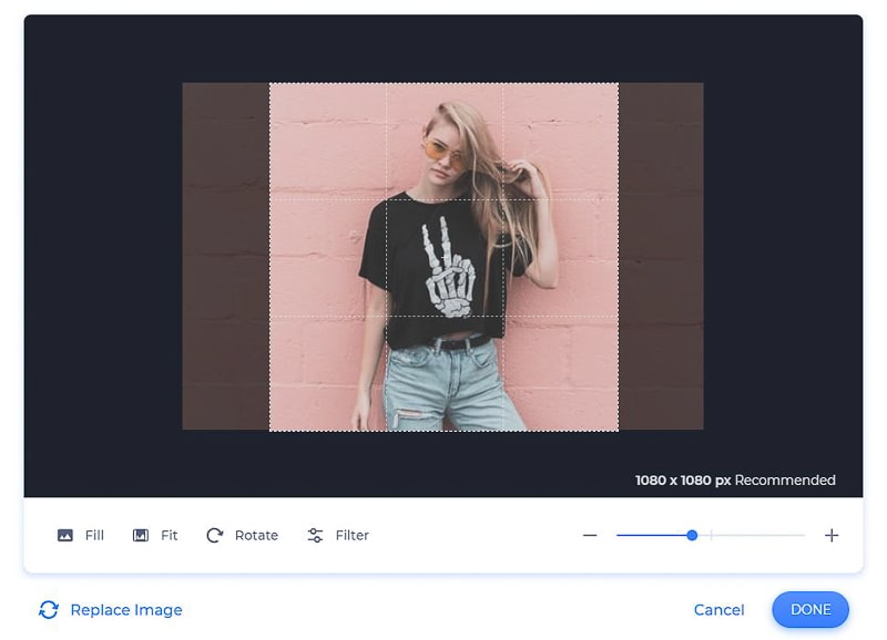 Instagram stories - crop photo 
