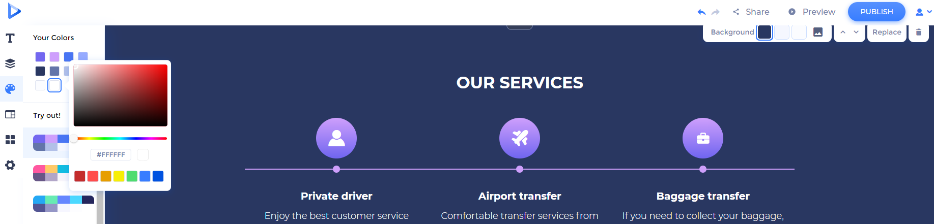 make website with renderforest colors