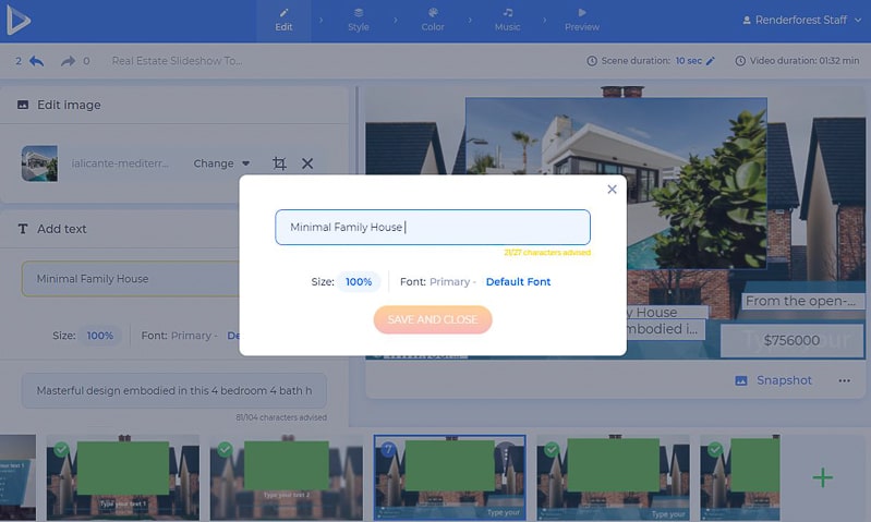 real estate slideshow - edit text