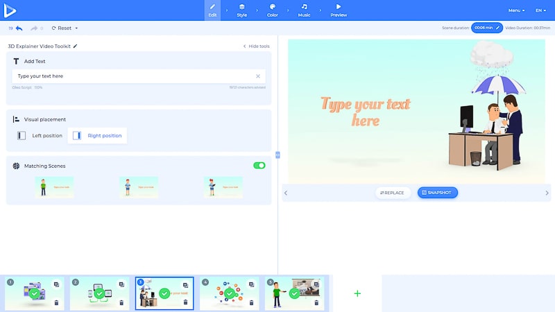 snapshot feature for scene preview