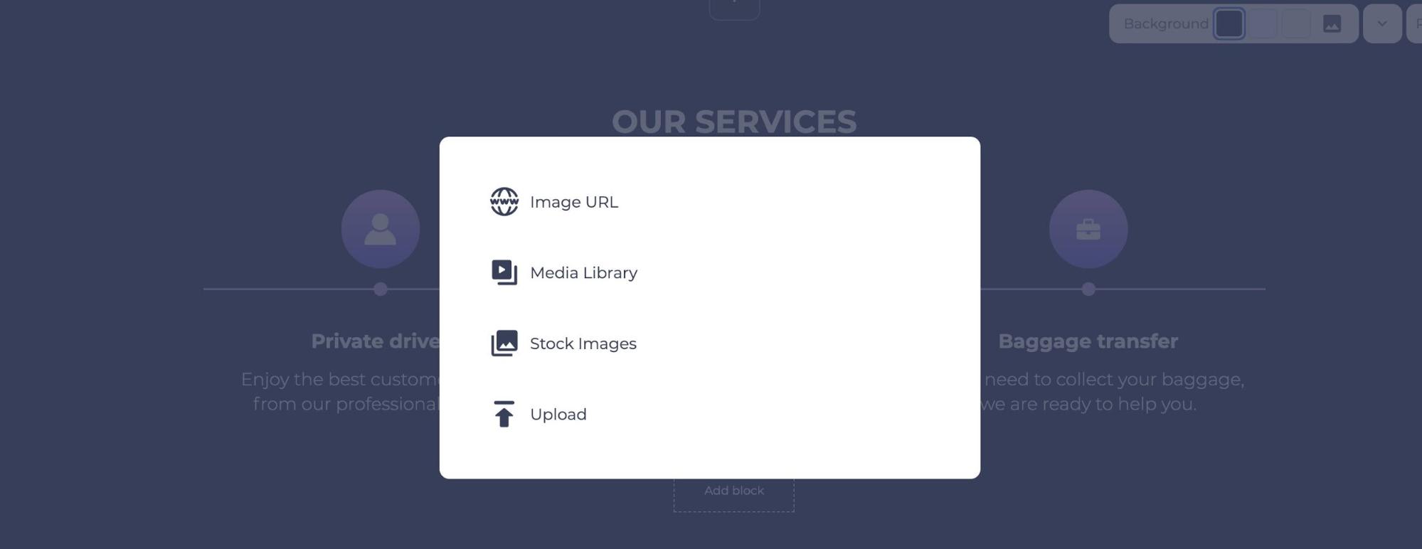 make website with renderforest add image
