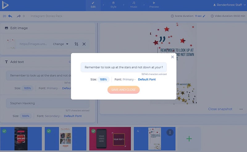 Instagram stories - edit text