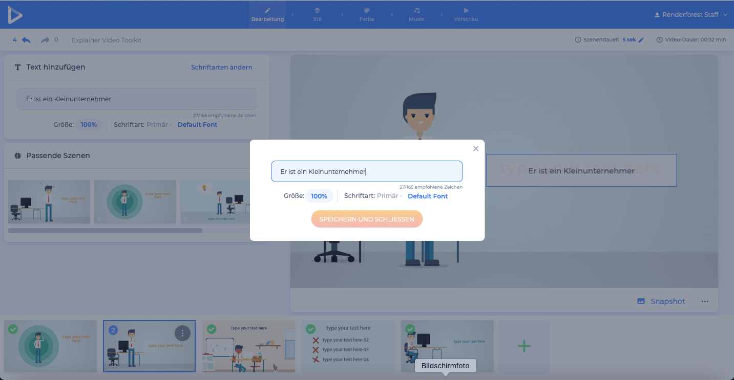 Erklärvideo - Text hinzufügen