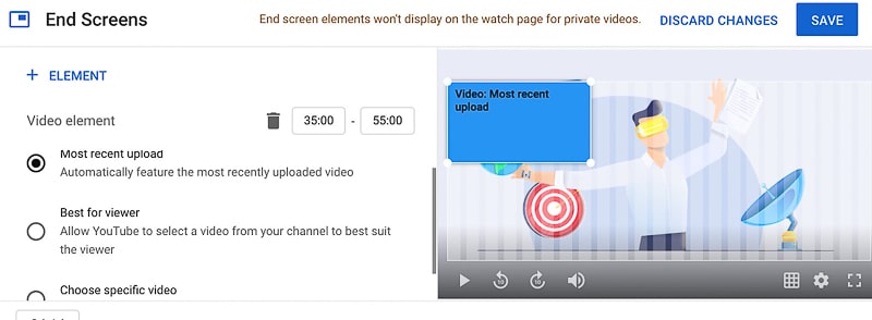 add end screen to youtube videos