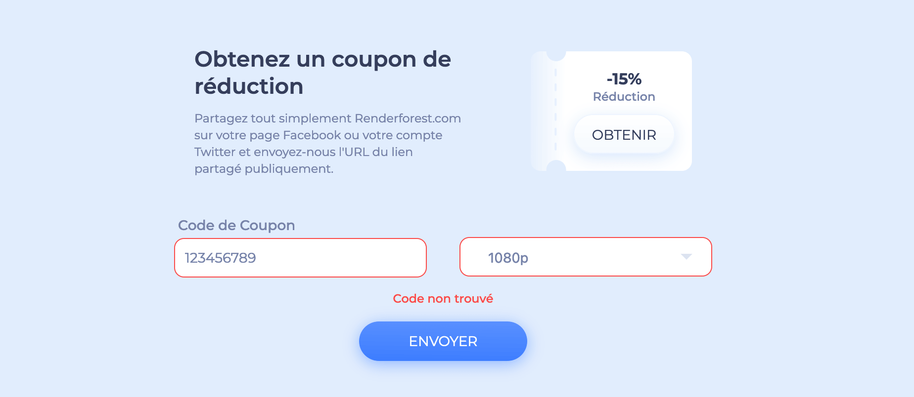code promo non trouvé