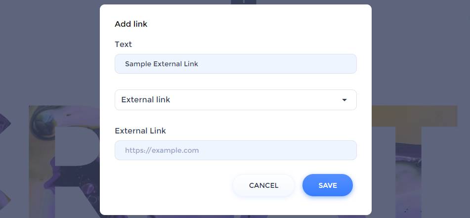 make website with renderforest sample external link