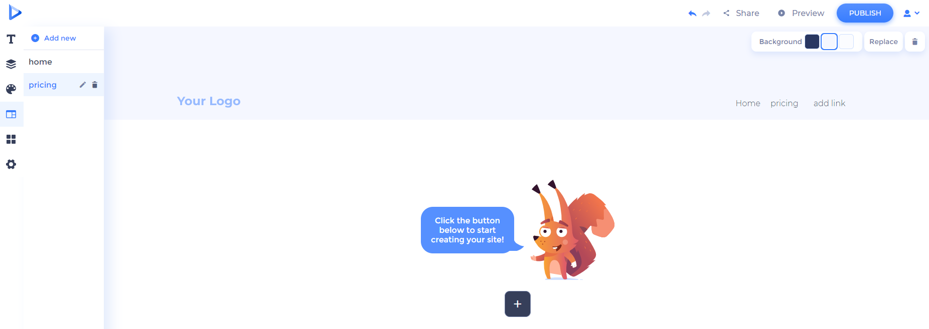 make website with renderforest add page