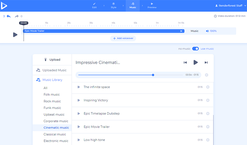 Make movie intro - add music