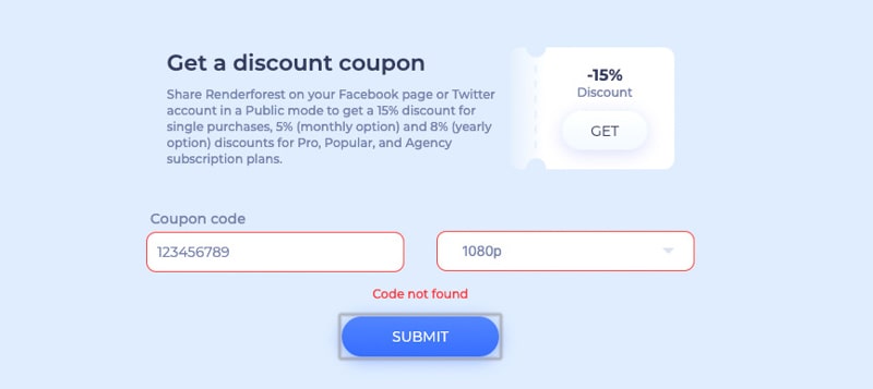 coupon code not found
