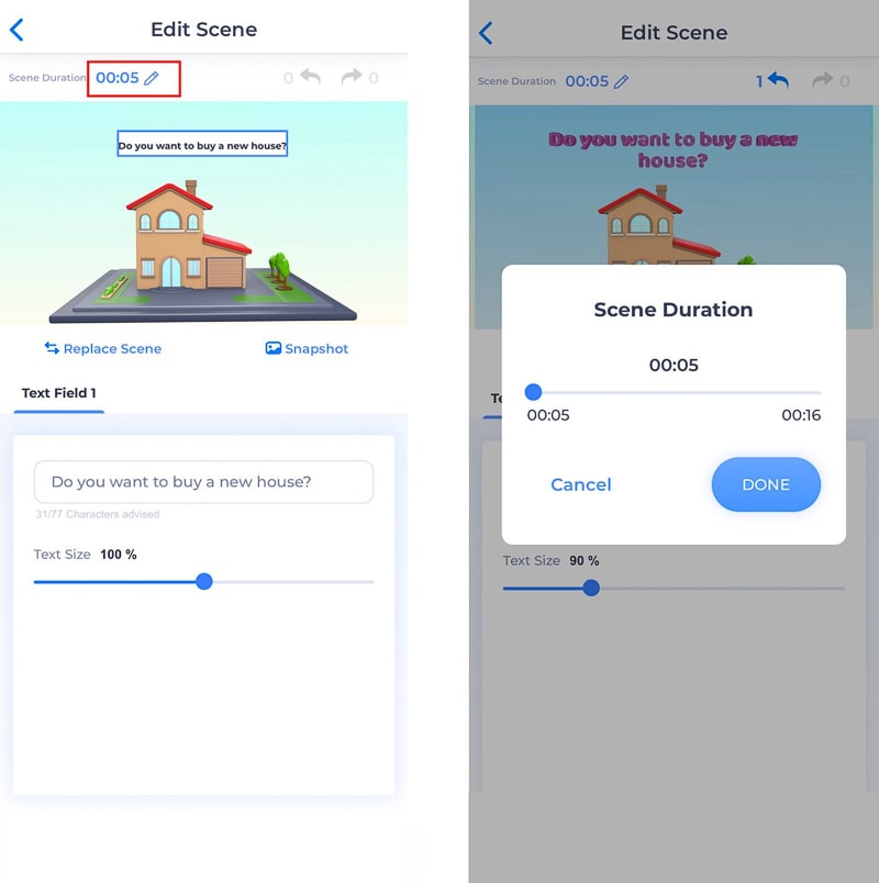 renderforest iphone app scene duration