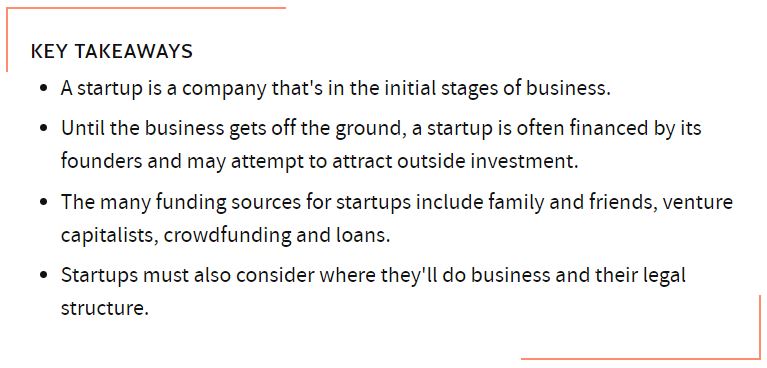 Investopedia startup definition