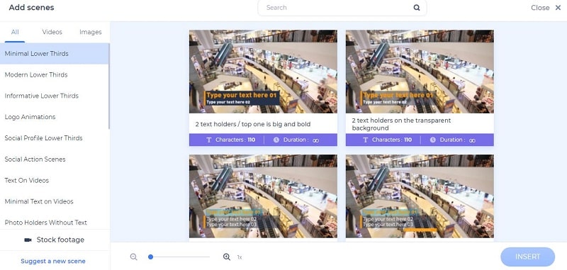 Browse scenes for video project