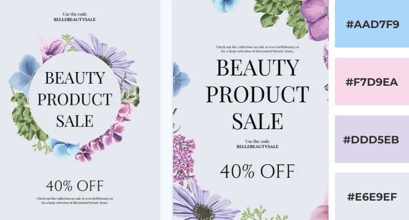 Pastel color palette with floral colors