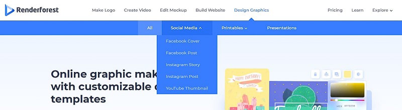 Renderforest Graphic Maker categories