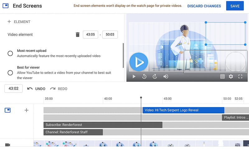 youtube end screen placement