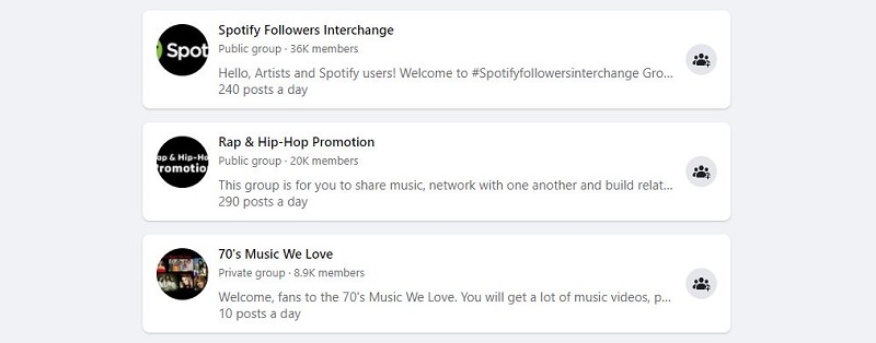 music communities on Facebook