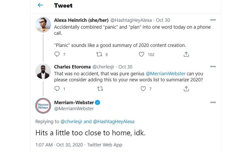 Merriam-Webster Twitter reply