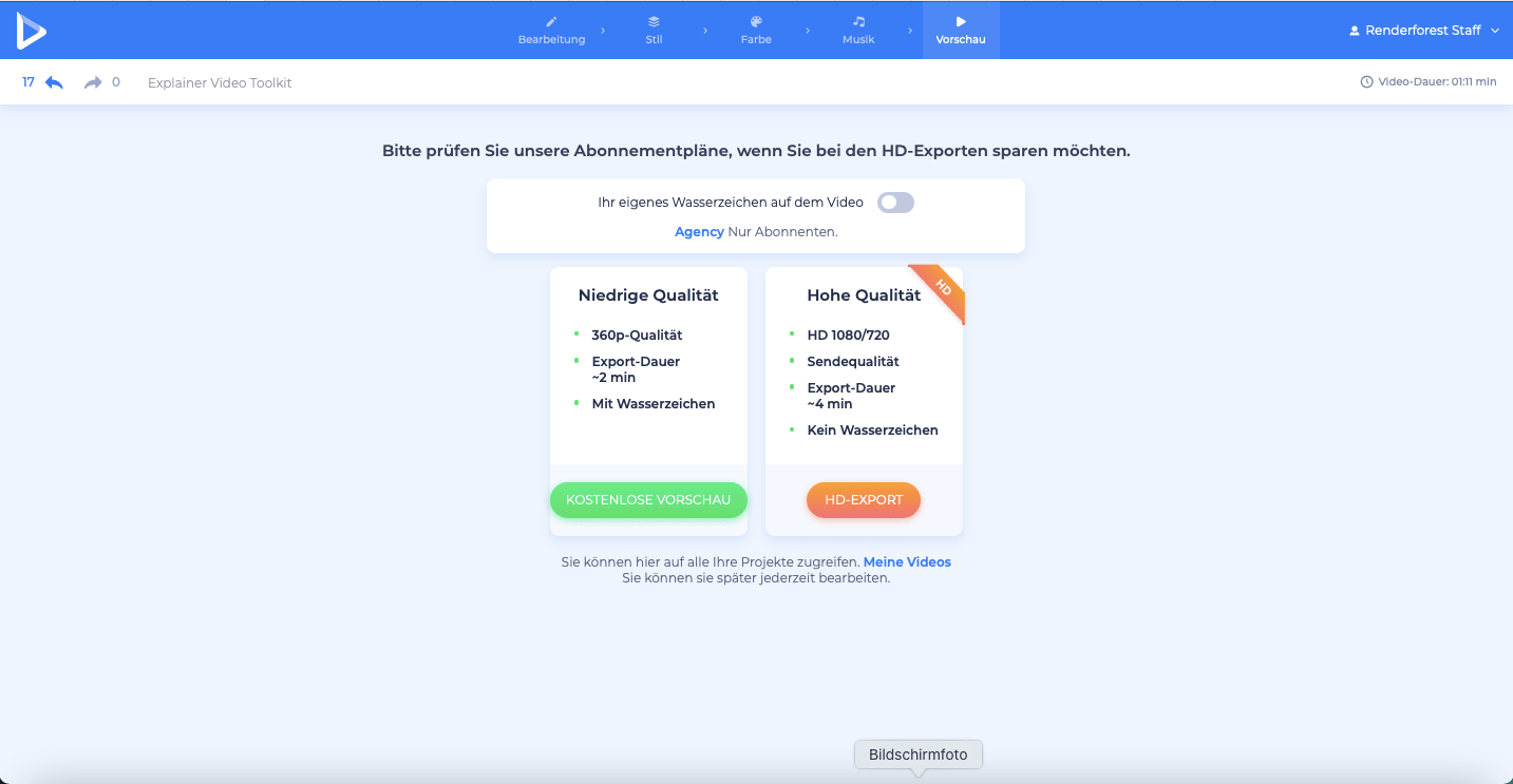 Erklärvideo - Exportieren
