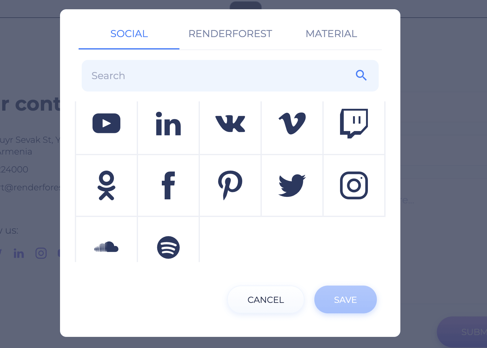  make website with renderforest social icon