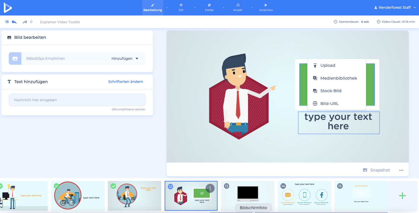 Erklärvideo - Medien hinzufügen