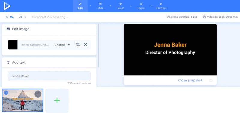 demo reel opening screen
