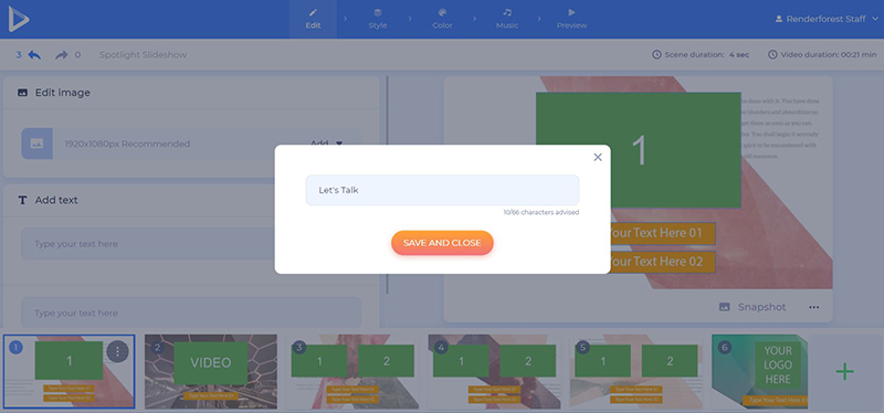 Talk show intro - add text