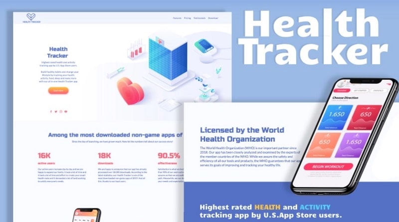 Health Tracker App website template