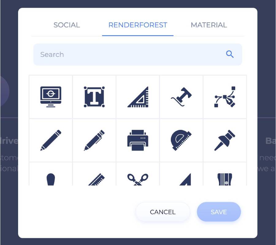 make website with renderforest icons