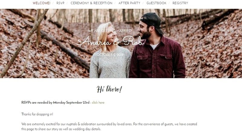 Andrea & Rob wedding website