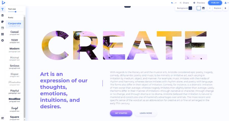 make website with renderforest font