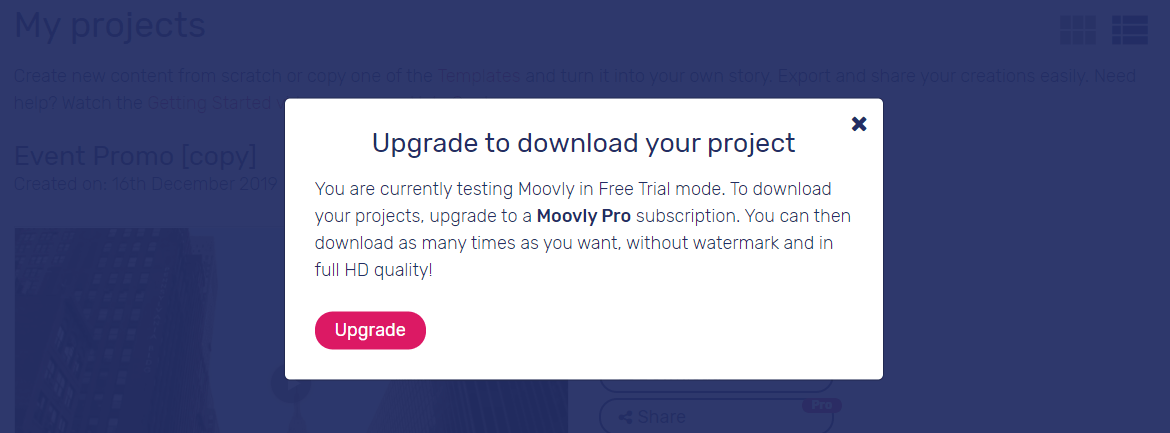 Moovly subscription plan