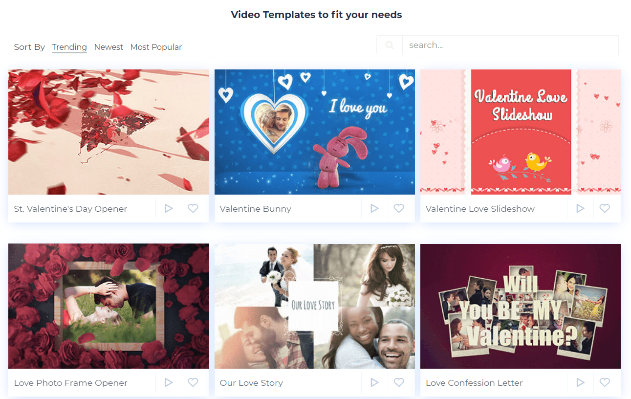 Renderforest valentines day templates