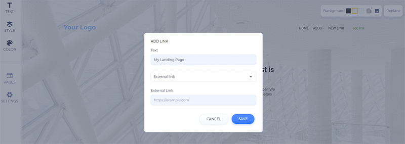 add external link to website navigation