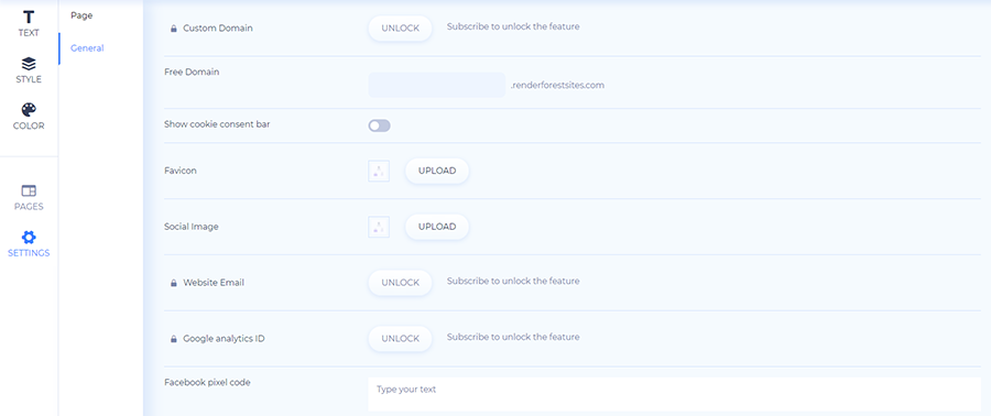 edit website general settings