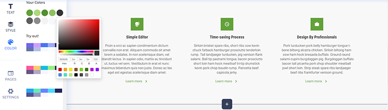 website component colors